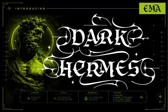 Dark Hermes Typeface: Command Attention with Sharp Elegance